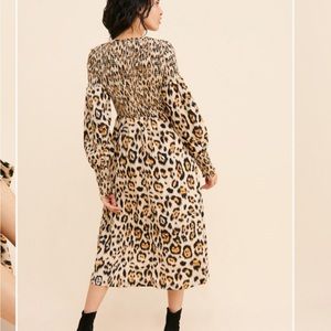 Leopard print smocked dress by English Factory